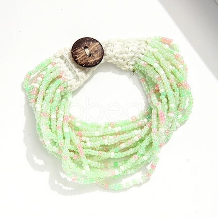 Bohemia Style Glass Beaded Multi-strand Bracelets for Women BJEW-G720-01B-1