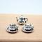 Alloy Teapot & Tea Cup Set Model, Micro Landscape Home Dollhouse Accessories, Pretending Prop Decorations, Antique Silver, 14~16x7~13mm, 3pcs/set