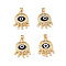 Lampwork Evil Eye Pendants with Colorful Cubic Zirconia, Real 18K Gold Plated Brass Findings, Lead Free & Cadmium free, Black, 25x18x5mm, Hole: 4x3.5mm