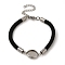 Milan Cord & 304 Stainless Steel Bracelets Making, with Round Tray, Black, Tray: 10mm, 7-1/4 inch(18.4cm)