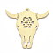 Aluminium Big Pendants, Laser Cut Big Pendants, Bull, Golden, 52x57x1mm, Hole: 2.5mm