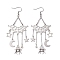 Non-Tarnish 304 Stainless Steel Dangle Earrings, Spider Web, Stainless Steel Color, 96x40mm