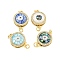 Rack Plating Brass Micro Pave Cubic Zirconia & Shell & Enamel Box Clasps, Cadmium Free & Lead Free, Long-Lasting Plated, Round, Mixed Color, 18x13x5mm, Hole: 2.5mm