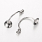 Tarnish Resistant 304 Stainless Steel Stud Earring Findings, Stainless Steel Color, 25x8mm, Hole: 0.8mm