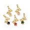 Brass Micro Pave Cubic Zirconia Pendants, Bear with Star Charm, Golden, Mixed Color, 27x15x4.5mm, Hole: 5x4mm