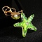 Diamond-Studded Starfish Shell Car Zinc Alloy Keychain Acrylic Cute Men and Women Bag Pendant Metal Keychain Ring Gift, Lawn Green, 17x8cm