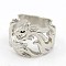 Tarnish Resistant Personalized Retro Men's 304 Stainless Steel Rings, Hollow Dragon, Stainless Steel Color, 16~24mm