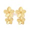 Brass Clear Cubic Zirconia Stud Earrings for Women, Lead Free & Cadmium Free, Flower, Real 18K Gold Plated, 47x28mm