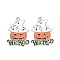 Halloween Alloy Enamel Pendant, Pumpkin Jack-O'-Lantern with Ghost, Platinum, 28.5x22x1mm, Hole: 1.4mm