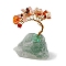 Natural Carnelian Chips Tree Decorations, Natural Fluorite Nuggets Base Copper Wire Feng Shui Energy Stone Gift for Home Desktop Decoration, 60~80mm