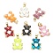 Brass Enamel Pendants, Real 18K Gold Plated, Long-Lasting Plated, Bear with Heart, Mixed Color, 18x13.5x4mm, Hole: 5x3.5mm