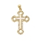 Rack Plating Brass Micro Pave Cubic Zirconia Pendants, Enamel Style, Cadmium Free & Lead Free, Long-Lasting Plated, Cross, Real 18K Gold Plated, 33.5x23x2.5mm, Hole: 4.5x3.5mm