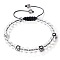 Trendy Ethnic Style Cube Evil Eye & Round Natural Quartz Crystal Beaded Stretch Bracelets, Adjustable Bracelets for Women