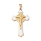 Easter Theme PVD Vacuum Plating 304 Stainless Steel Enamel Pendants, Crucifix Cross, White, 45x25.5x4.5mm, Hole: 4x7.5mm