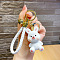 Animals PVC Plastic Keychain, with Alloy Key Rings and Bell, Rabbit Pattern, 19x3.6cm