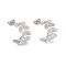 Non-Tarnish 304 Stainless Steel Olive Leaf Wrap Stud Earrings, Half Hoop Earrings for Women, Stainless Steel Color, 16.5x10mm, Pin: 0.7mm