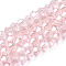 Transparent Electroplate Glass Beads Strands, Pearl Luster Plated, Faceted, Bicone, Misty Rose, 4x4mm, Hole: 0.8mm, about 82~85pcs/strand, 12.01~12.2 inch(30.5~31cm)