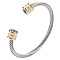 March Twisted Stainless Steel Rhinestone Open Cuff Bangles, Torque Bangles for Women