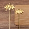 Alloy Enamel Hair Stick Finding, Ancient Style Hanfu Accessories for Women, Flower, Gold, 120mm