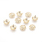 Brass Bead Caps, Nickel Free, Real 18K Gold Plated, Flower, 10x2.5mm, Hole: 1.5mm