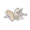 Brass Micro Pave Clear Cubic Zirconia Fold Over Clasps, with Shell, Butterfly, Real Platinum Plated, 14x26x8mm, Hole: 1.2mm