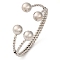 Round Balls Brass Cuff Bangles for Women, Lead Free & Cadmium Free, Platinum, Inner Diameter: 2-1/2 inch(6.45cm)