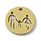 304 Stainless Steel Charms, Laser Cut, Flat Round with  Family Charm, Golden, 12x12x1mm, Hole: 1.2mm