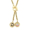 Ion Plating(IP) 304 Stainless Steel Blue Enamel Letter & Eye Pendant Wheat Chain Necklaces, with Toggle Clasps, Golden, Letter D, 20.47~20.87 inch(52~53cm)