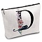 Custom Polycotton Canvas Stroage Bags, Metal Zipper Pouches, Rectangle, Letter D, 18x25cm