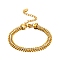 Stainless Steel Link Chain Bracelet, with Cubic Zirconia, Golden, 6-1/2 inch(16.5cm)