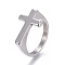 Tarnish Resistant 304 Stainless Steel Finger Rings, Cross, Stainless Steel Color, Size 12, 21.5mm