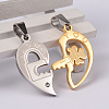 Heart 304 Stainless Steel Rhinestone Split Pendants STAS-I060-02-4