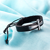 Adjustable Retro Cross Zinc Alloy and Leather Cord Bracelets BJEW-BB16038-8
