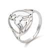 304 Stainless Steel Holllow Human Adjustable Ring for Women RJEW-M149-16P-3