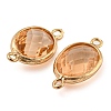 Brass Pave Faceted Glass Connector Charms KK-G486-02G-2