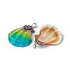 Spray Painted Natural Freshwater Shell with Rhinestone Pendants BSHE-G033-07B-3