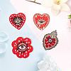ARRICRAFT 4Pcs 4 Style Heart/Flower with Evil Eye Handicraft Beading Felt Appliques PATC-AR0001-10-5
