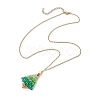 Glass Christmas Tree Pendant Necklaces NJEW-JN05078-4