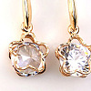 Real Gold Plated Flower Alloy Austrian Crystal Dangle Earrings EJEW-DD0002-19A-4