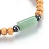 Wood Beads Stretch Bracelets BJEW-JB03971-M-3