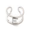 Clear Cubic Zirconia Initial Letter Open Cuff Ring RJEW-A012-01P-E-1