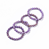 Natural Lepidolite/Purple Mica Stone Stretch Bracelets BJEW-S138-03B-02-1