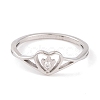 Heart 304 Stainless Steel Finger Ring foe Women RJEW-C086-15-P-2