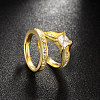 Classic 316L Titanium Steel Cubic Zirconia Couple Rings for Women RJEW-BB07014-8G-3