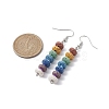 Colorful Natural Dyed Lava Rock Disc Beaded Dangle Earrings EJEW-JE05616-3