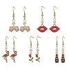 Alloy Enamel & Polymer Clay Rhinestone Beaded Dangle Earrings EJEW-JE05355-1