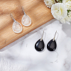 ANATTASOUL 2 Pairs 2 Style Natural Quartz Crystal & Black Agate Teardrop Dangle Earrings with Brass Pins for Women EJEW-AN0004-41-7