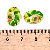 Natural Freshwater Shell Double Face Printed Oval Charms SHEL-T020-05C-3