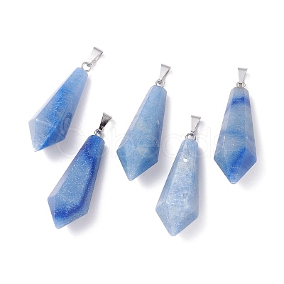 Natural Blue Aventurine Pointed Pendants G-I314-02P-14-1