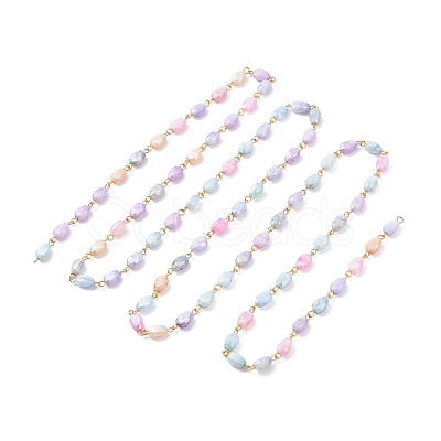 Crackle Glass Beaded Chains AJEW-JB01107-1